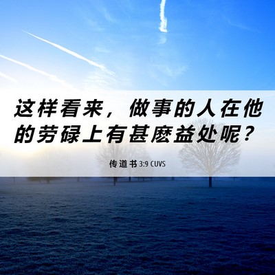 Picture 06 - 传 道 书 3:9 CUVS - 这 样 看 来 ， 做 事 的 人 在 他 的 - Bible Verse Picture