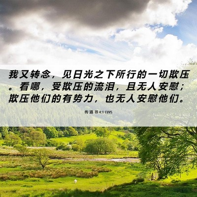 Picture 06 - 传 道 书 4:1 CUVS - 我 又 转 念 ， 见 日 光 之 下 所 行 - Bible Verse Picture