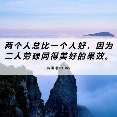 Picture 06 - 传 道 书 4:9 CUVS - 两 个 人 总 比 一 个 人 好 ， 因 为 - Bible Verse Picture