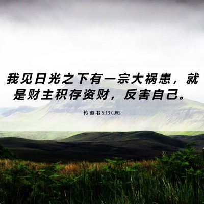 Picture 06 - 传 道 书 5:13 CUVS - 我 见 日 光 之 下 有 一 宗 大 祸 患 - Bible Verse Picture