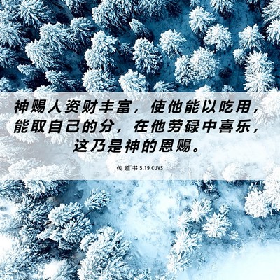 Picture 06 - 传 道 书 5:19 CUVS - 神 赐 人 资 财 丰 富 ， 使 他 能 以 - Bible Verse Picture