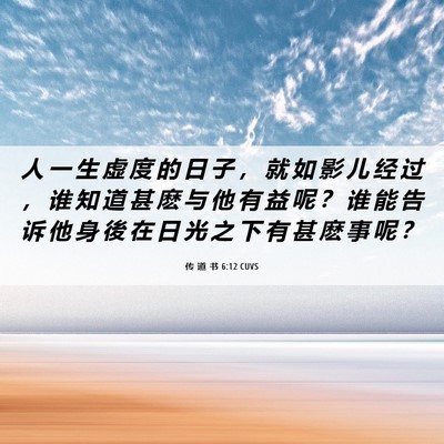 Picture 06 - 传 道 书 6:12 CUVS - 人 一 生 虚 度 的 日 子 ， 就 如 影 - Bible Verse Picture