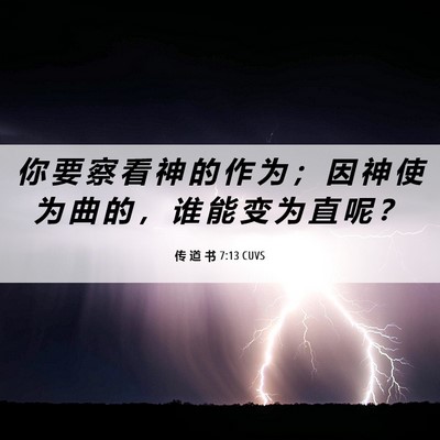 Picture 06 - 传 道 书 7:13 CUVS - 你 要 察 看 神 的 作 为 ； 因 神 使 - Bible Verse Picture