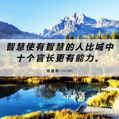 Picture 06 - 传 道 书 7:19 CUVS - 智 慧 使 有 智 慧 的 人 比 城 中 十 - Bible Verse Picture