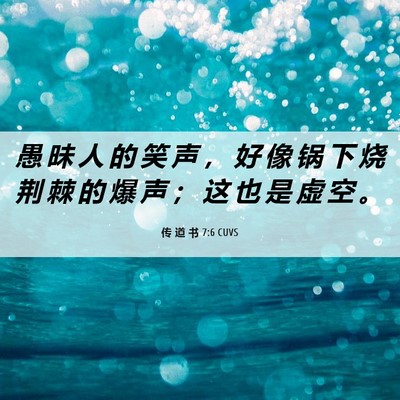 Picture 06 - 传 道 书 7:6 CUVS - 愚 昧 人 的 笑 声 ， 好 像 锅 下 烧 - Bible Verse Picture