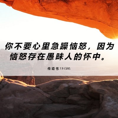 Picture 06 - 传 道 书 7:9 CUVS - 你 不 要 心 里 急 躁 恼 怒 ， 因 为 - Bible Verse Picture
