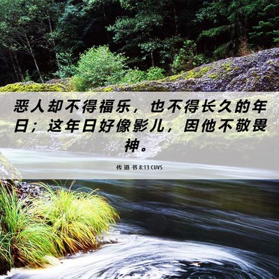 Picture 06 - 传 道 书 8:13 CUVS - 恶 人 却 不 得 福 乐 ， 也 不 得 长 - Bible Verse Picture