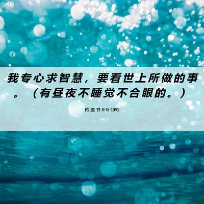 Picture 06 - 传 道 书 8:16 CUVS - 我 专 心 求 智 慧 ， 要 看 世 上 所 - Bible Verse Picture
