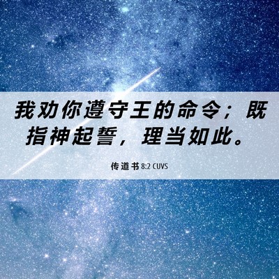 Picture 06 - 传 道 书 8:2 CUVS - 我 劝 你 遵 守 王 的 命 令 ； 既 指 - Bible Verse Picture