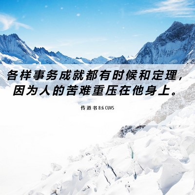 Picture 06 - 传 道 书 8:6 CUVS - 各 样 事 务 成 就 都 有 时 候 和 定 - Bible Verse Picture