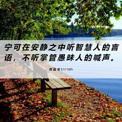 Picture 06 - 传 道 书 9:17 CUVS - 宁 可 在 安 静 之 中 听 智 慧 人 的 - Bible Verse Picture