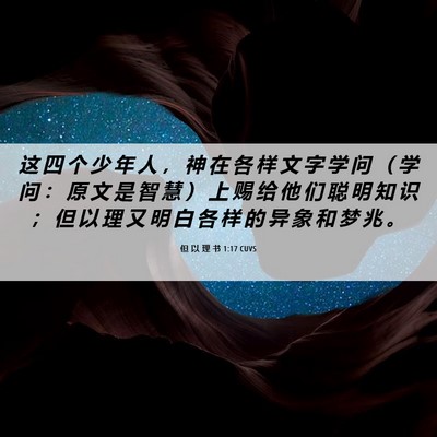 Picture 06 - 但 以 理 书 1:17 CUVS - 这 四 个 少 年 人 ， 神 在 各 样 文 - Bible Verse Picture