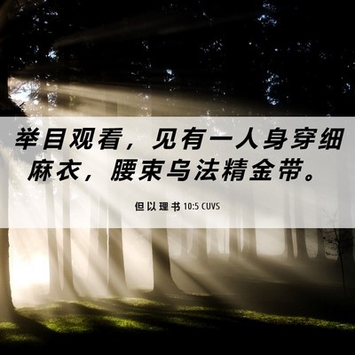 Picture 06 - 但 以 理 书 10:5 CUVS - 举 目 观 看 ， 见 有 一 人 身 穿 细 - Bible Verse Picture