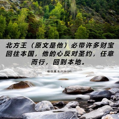 Picture 06 - 但 以 理 书 11:28 CUVS - 北 方 王 （ 原 文 是 他 ） 必 带 许 - Bible Verse Picture