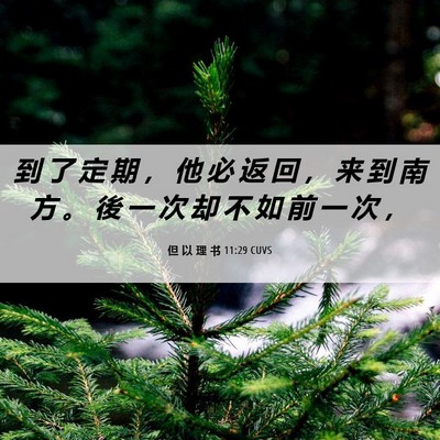 Picture 06 - 但 以 理 书 11:29 CUVS - 到 了 定 期 ， 他 必 返 回 ， 来 到 - Bible Verse Picture