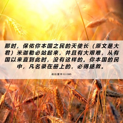Picture 06 - 但 以 理 书 12:1 CUVS - 那 时 ， 保 佑 你 本 国 之 民 的 天 - Bible Verse Picture