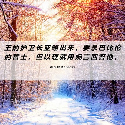 Picture 06 - 但 以 理 书 2:14 CUVS - 王 的 护 卫 长 亚 略 出 来 ， 要 杀 - Bible Verse Picture