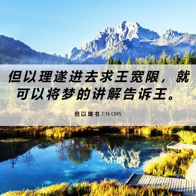 Picture 06 - 但 以 理 书 2:16 CUVS - 但 以 理 遂 进 去 求 王 宽 限 ， 就 - Bible Verse Picture
