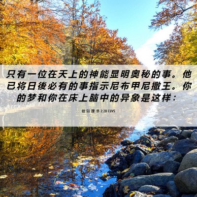 Picture 06 - 但 以 理 书 2:28 CUVS - 只 有 一 位 在 天 上 的 神 能 显 明 - Bible Verse Picture