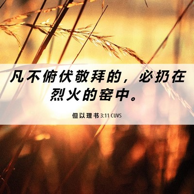 Picture 06 - 但 以 理 书 3:11 CUVS - 凡 不 俯 伏 敬 拜 的 ， 必 扔 在 烈 - Bible Verse Picture