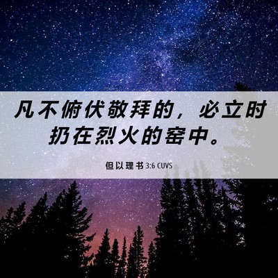 Picture 06 - 但 以 理 书 3:6 CUVS - 凡 不 俯 伏 敬 拜 的 ， 必 立 时 扔 - Bible Verse Picture