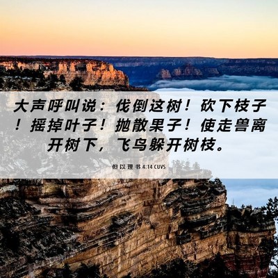 Picture 06 - 但 以 理 书 4:14 CUVS - 大 声 呼 叫 说 ： 伐 倒 这 树 ！ 砍 - Bible Verse Picture