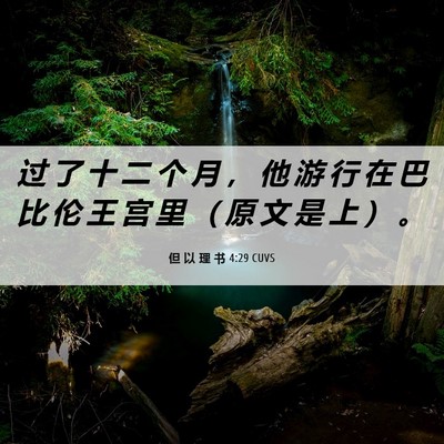 Picture 06 - 但 以 理 书 4:29 CUVS - 过 了 十 二 个 月 ， 他 游 行 在 巴 - Bible Verse Picture