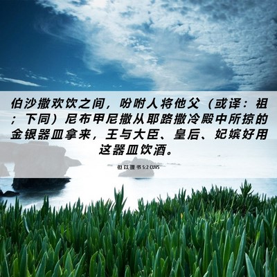 Picture 06 - 但 以 理 书 5:2 CUVS - 伯 沙 撒 欢 饮 之 间 ， 吩 咐 人 将 - Bible Verse Picture