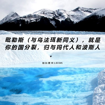 Picture 06 - 但 以 理 书 5:28 CUVS - 毗 勒 斯 （ 与 乌 法 珥 新 同 义 ） - Bible Verse Picture
