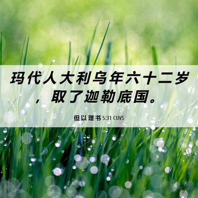 Picture 06 - 但 以 理 书 5:31 CUVS - 玛 代 人 大 利 乌 年 六 十 二 岁 ， - Bible Verse Picture