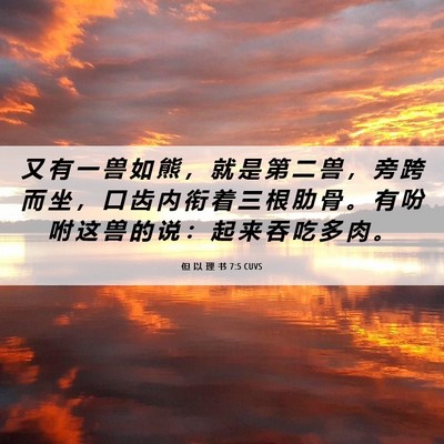 Picture 06 - 但 以 理 书 7:5 CUVS - 又 有 一 兽 如 熊 ， 就 是 第 二 兽 - Bible Verse Picture