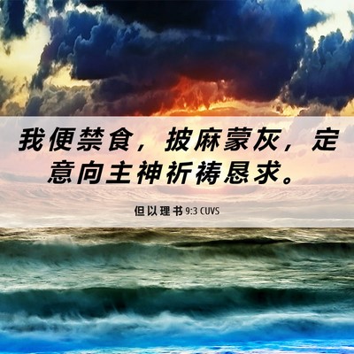 Picture 06 - 但 以 理 书 9:3 CUVS - 我 便 禁 食 ， 披 麻 蒙 灰 ， 定 意 - Bible Verse Picture