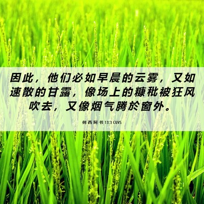 Picture 06 - 何 西 阿 书 13:3 CUVS - 因 此 ， 他 们 必 如 早 晨 的 云 雾 - Bible Verse Picture