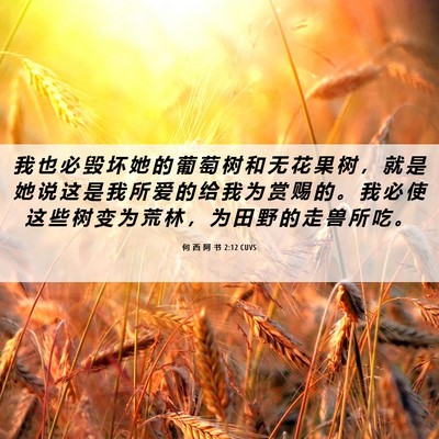 Picture 06 - 何 西 阿 书 2:12 CUVS - 我 也 必 毁 坏 她 的 葡 萄 树 和 无 - Bible Verse Picture