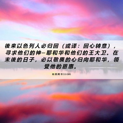 Picture 06 - 何 西 阿 书 3:5 CUVS - 後 来 以 色 列 人 必 归 回 （ 或 译 - Bible Verse Picture