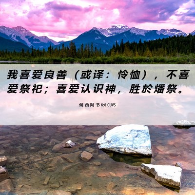 Picture 06 - 何 西 阿 书 6:6 CUVS - 我 喜 爱 良 善 （ 或 译 ： 怜 恤 ） - Bible Verse Picture