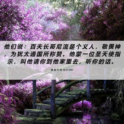 Picture 06 - 使 徒 行 传 10:22 CUVS - 他 们 说 ： 百 夫 长 哥 尼 流 是 个 - Bible Verse Picture