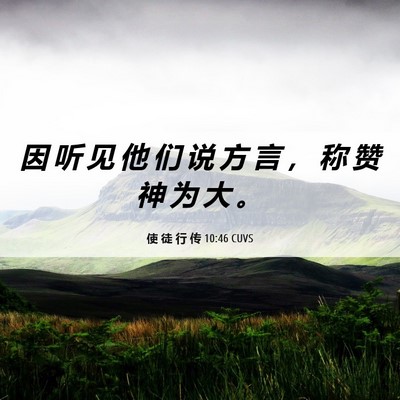 Picture 06 - 使 徒 行 传 10:46 CUVS - 因 听 见 他 们 说 方 言 ， 称 赞 神 - Bible Verse Picture