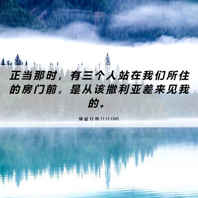 Picture 06 - 使 徒 行 传 11:11 CUVS - 正 当 那 时 ， 有 三 个 人 站 在 我 - Bible Verse Picture