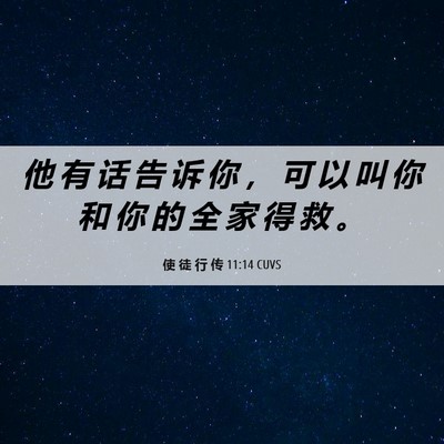 Picture 06 - 使 徒 行 传 11:14 CUVS - 他 有 话 告 诉 你 ， 可 以 叫 你 和 - Bible Verse Picture