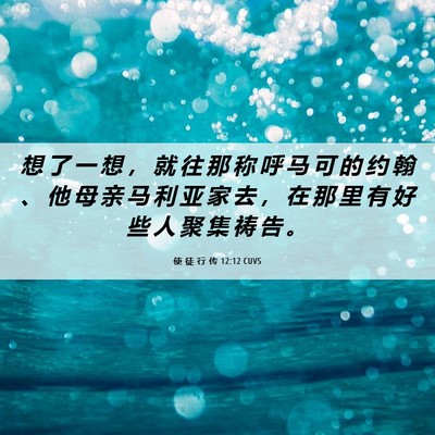 Picture 06 - 使 徒 行 传 12:12 CUVS - 想 了 一 想 ， 就 往 那 称 呼 马 可 - Bible Verse Picture