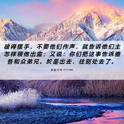 Picture 06 - 使 徒 行 传 12:17 CUVS - 彼 得 摆 手 ， 不 要 他 们 作 声 ， - Bible Verse Picture