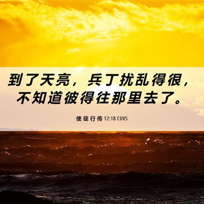 Picture 06 - 使 徒 行 传 12:18 CUVS - 到 了 天 亮 ， 兵 丁 扰 乱 得 很 ， - Bible Verse Picture