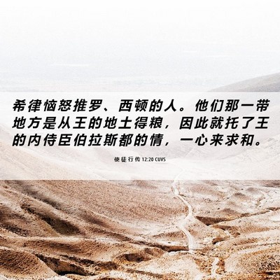 Picture 06 - 使 徒 行 传 12:20 CUVS - 希 律 恼 怒 推 罗 、 西 顿 的 人 。 - Bible Verse Picture