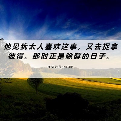 Picture 06 - 使 徒 行 传 12:3 CUVS - 他 见 犹 太 人 喜 欢 这 事 ， 又 去 - Bible Verse Picture