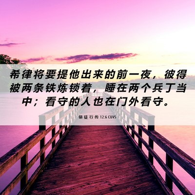 Picture 06 - 使 徒 行 传 12:6 CUVS - 希 律 将 要 提 他 出 来 的 前 一 夜 - Bible Verse Picture