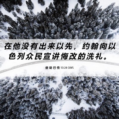 Picture 06 - 使 徒 行 传 13:24 CUVS - 在 他 没 有 出 来 以 先 ， 约 翰 向 - Bible Verse Picture