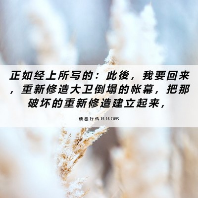 Picture 06 - 使 徒 行 传 15:16 CUVS - 正 如 经 上 所 写 的 ： 此 後 ， 我 - Bible Verse Picture