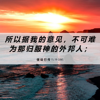 Picture 06 - 使 徒 行 传 15:19 CUVS - 所 以 据 我 的 意 见 ， 不 可 难 为 - Bible Verse Picture