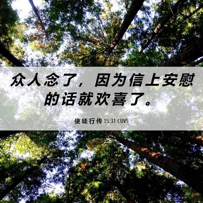 Picture 06 - 使 徒 行 传 15:31 CUVS - 众 人 念 了 ， 因 为 信 上 安 慰 的 - Bible Verse Picture